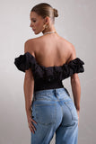 Ellie Black Structured Statement Bardot Bodysuit