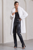 Slopeside Cream Long Belted Faux Fur Coat