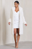 Slopeside Cream Long Belted Faux Fur Coat