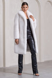 Slopeside Cream Long Belted Faux Fur Coat