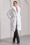 Slopeside Cream Long Belted Faux Fur Coat