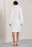 Slopeside Cream Long Belted Faux Fur Coat