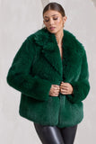 Hot Toddy Bottle Green Short Faux Fur Coat