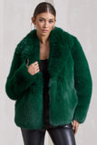 Hot Toddy Bottle Green Short Faux Fur Coat