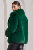 Hot Toddy Bottle Green Short Faux Fur Coat