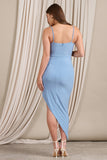 Ours Powder Blue Cami Asymmetric Maternity Midi Dress