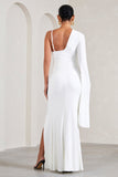 Rhea White V-Neck Split Maternity Maxi Dress With Cape Sleeve