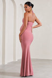 Loving Blush Pink Halter-Neck Maternity Maxi Dress With Flower Corsage