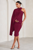 New Chapter Berry Asymmetric Maternity Midi Dress With Cape