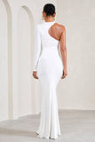 Heidi White One-Sleeved Split Maternity Maxi Dress