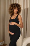 Teagan Black Square-Neck Slim-Leg Maternity Jumpsuit