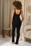 Teagan Black Square-Neck Slim-Leg Maternity Jumpsuit