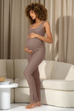 Teagan Mocha Square-Neck Slim-Leg Maternity Jumpsuit