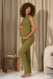 Issy Olive High-Neck Sleeveless Maternity Jumpsuit