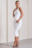 Paige White Sleeveless Split Maternity Midi Dress