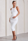 Paige White Sleeveless Split Maternity Midi Dress