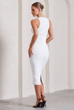 Paige White Sleeveless Split Maternity Midi Dress