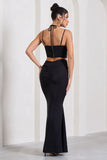 Stardom Black Chiffon Strappy Sweetheart Cut-Out Maxi Dress