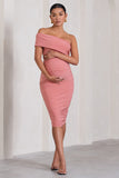 Remember Me Pink Maternity One Shoulder Midi Dress