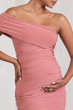 Remember Me Pink Maternity One Shoulder Midi Dress
