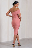 Remember Me Pink Maternity One Shoulder Midi Dress