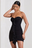 Treasure Black Strapless Sweetheart Mini Dress With Ruffle