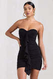 Treasure Black Strapless Sweetheart Mini Dress With Ruffle