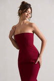 Sandy Berry Strapless Corset Asymmetric Maxi Dress