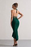 Maluma Bottle Green Halter-neck midi dress