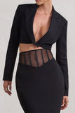 Interrupted Black Tailored Cropped Blazer