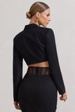Interrupted Black Tailored Cropped Blazer