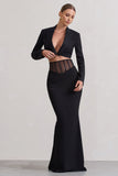 Interrupted Black Tailored Cropped Blazer