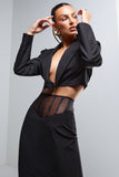 Interrupted Black Tailored Cropped Blazer