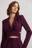 Madison Plum Plunge Tie Waist Tailored Playsuit