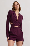 Madison Plum Plunge Tie Waist Tailored Playsuit