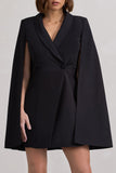 Suri Black Tailored Cape Blazer Dress
