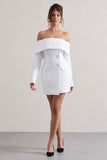 Tara White Bardot Tailored Blazer Dress