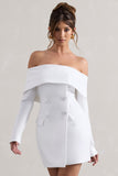 Tara White Bardot Tailored Blazer Dress
