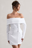 Tara White Bardot Tailored Blazer Dress