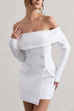 Tara White Bardot Tailored Blazer Dress