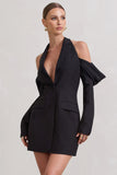 Your Night Black Plunge Draped Blazer Dress