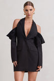Your Night Black Plunge Draped Blazer Dress
