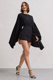 Presley Black Backless Skort Playsuit With Cape