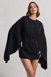 Presley Black Backless Skort Playsuit With Cape