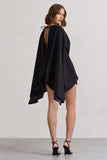 Presley Black Backless Skort Playsuit With Cape