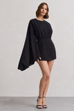 Presley Black Backless Skort Playsuit With Cape