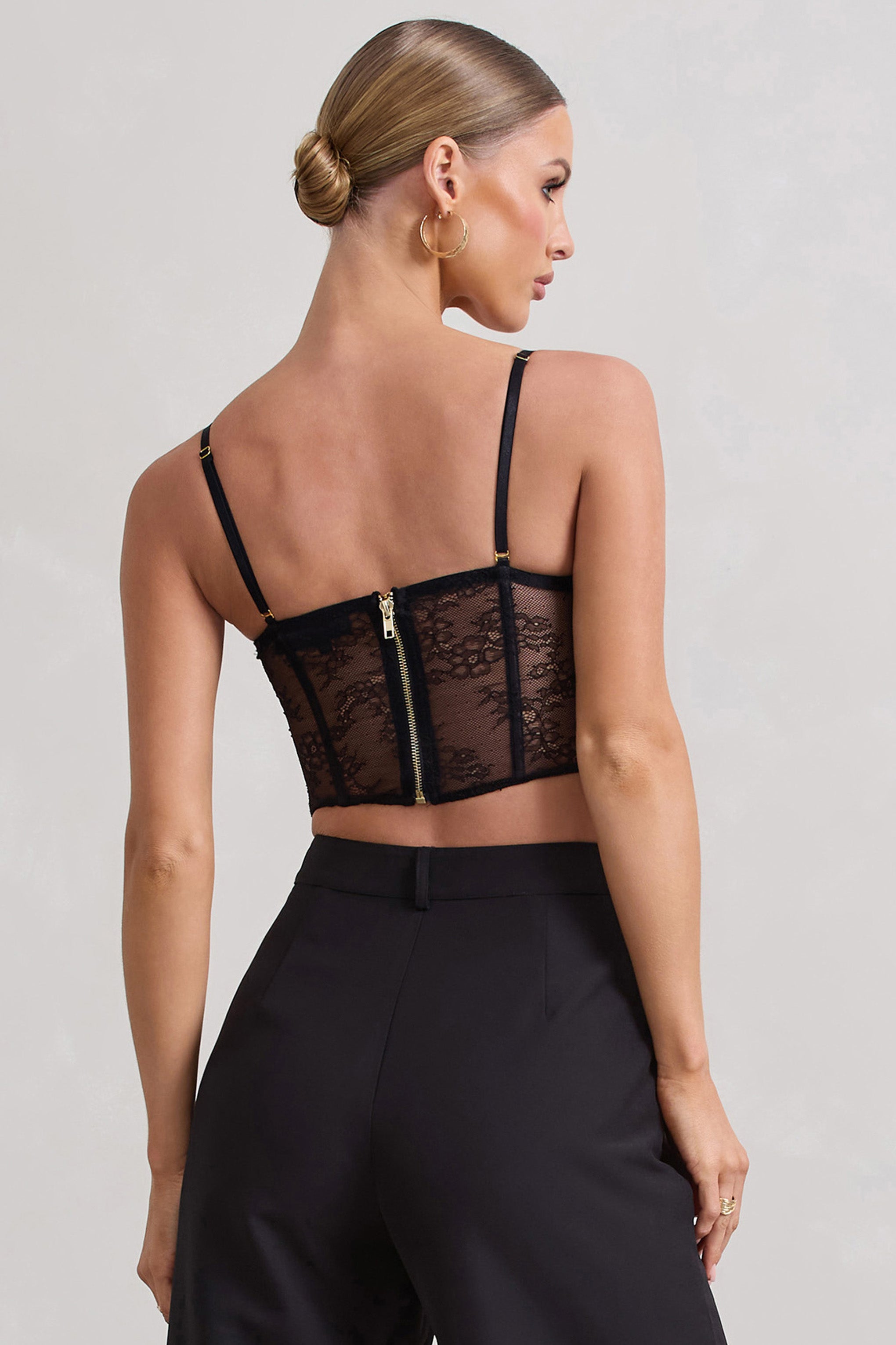 Imagination Black Lace Structured Corset Top