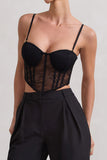 Imagination Black Lace Structured Corset Top