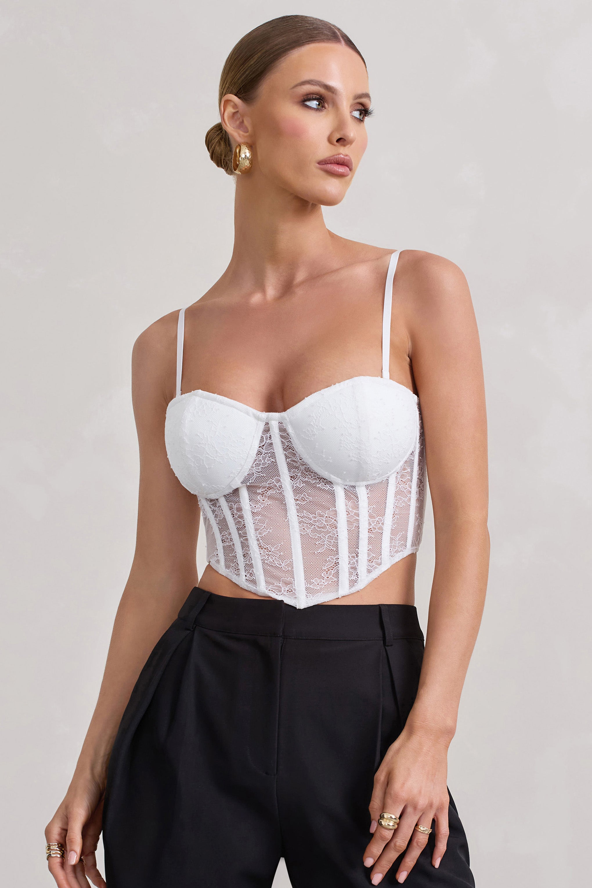 Imagination White Lace Structured Corset Top