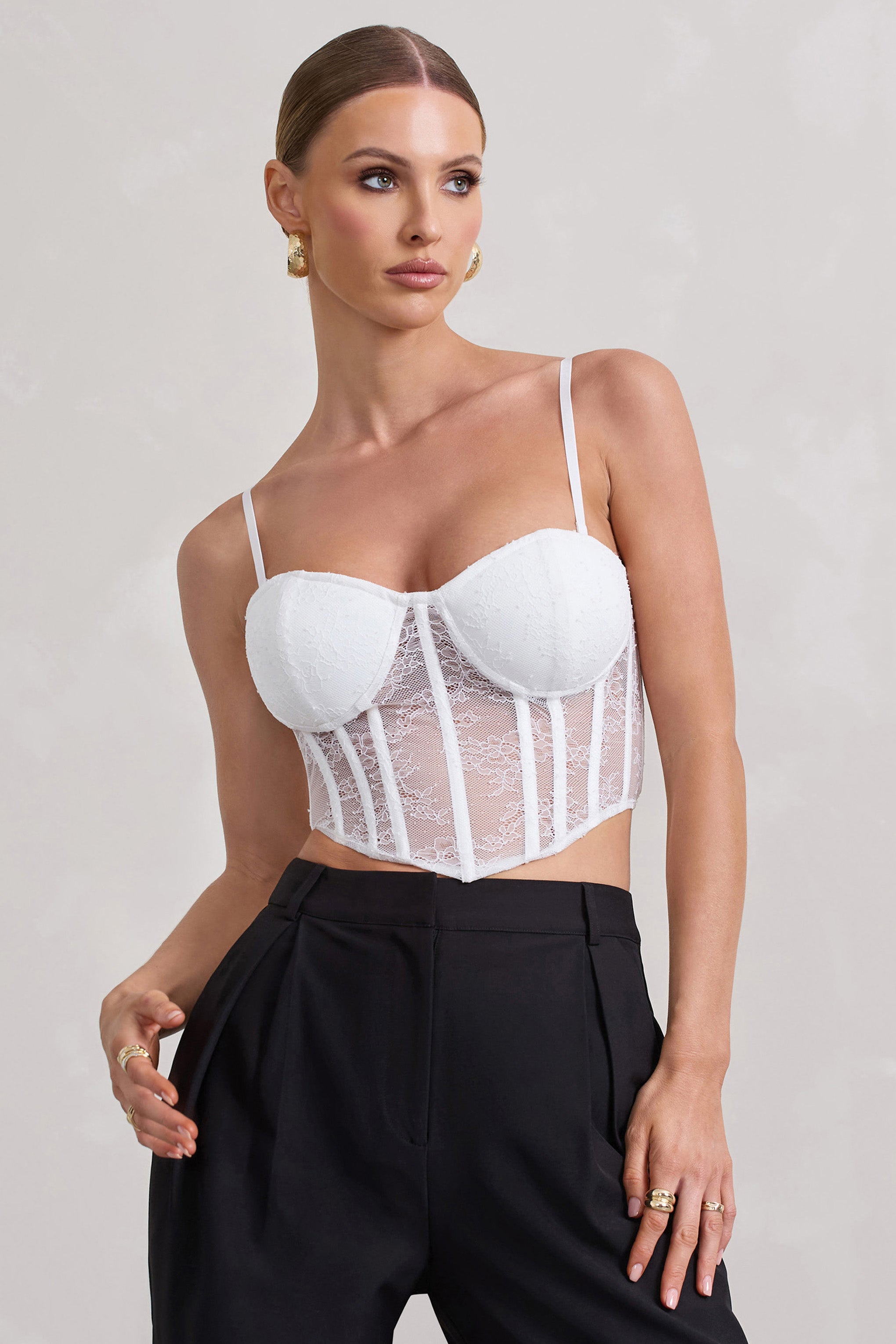 Imagination White Lace Structured Corset Top